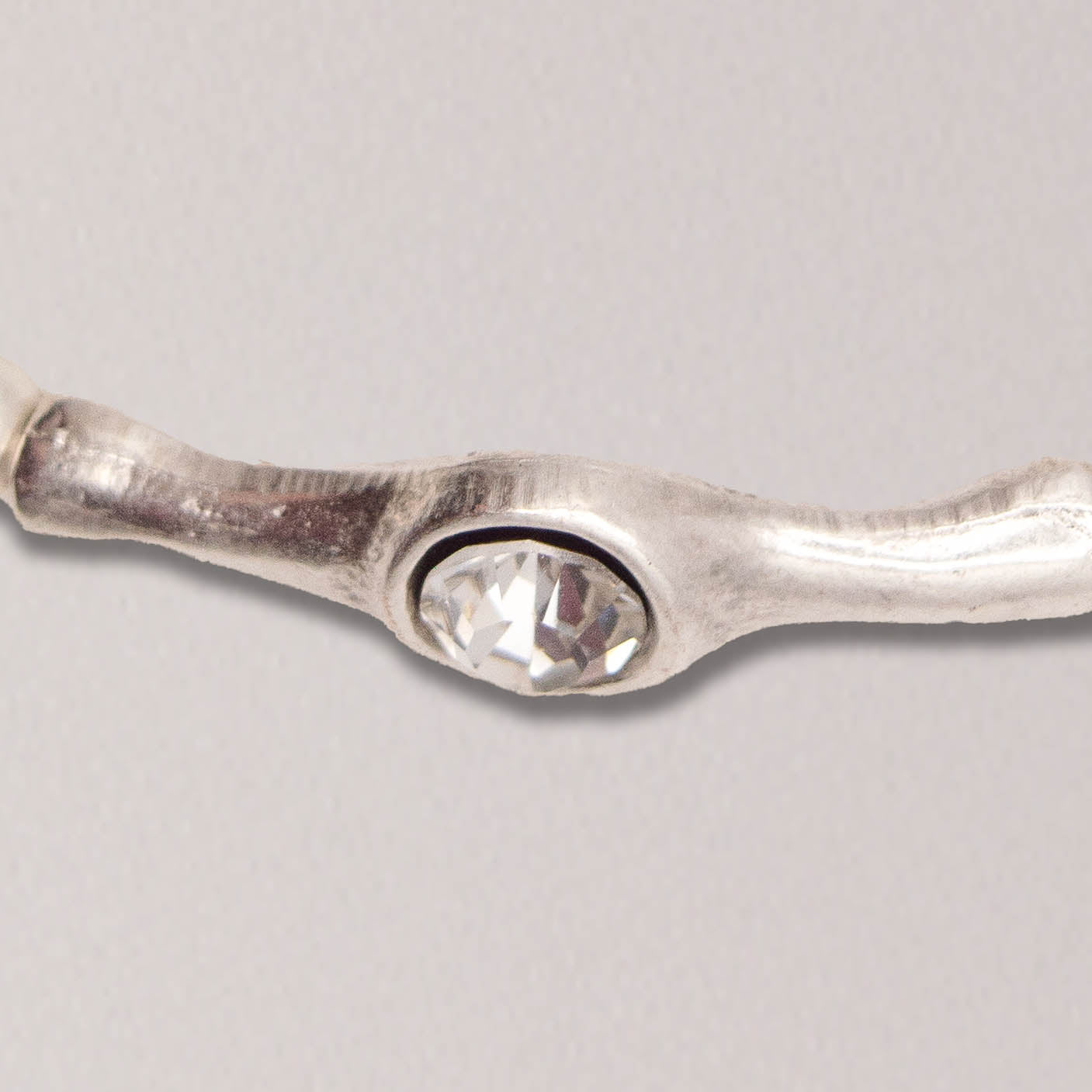Handmade Clear Oval Crystal Pewter Bracelet