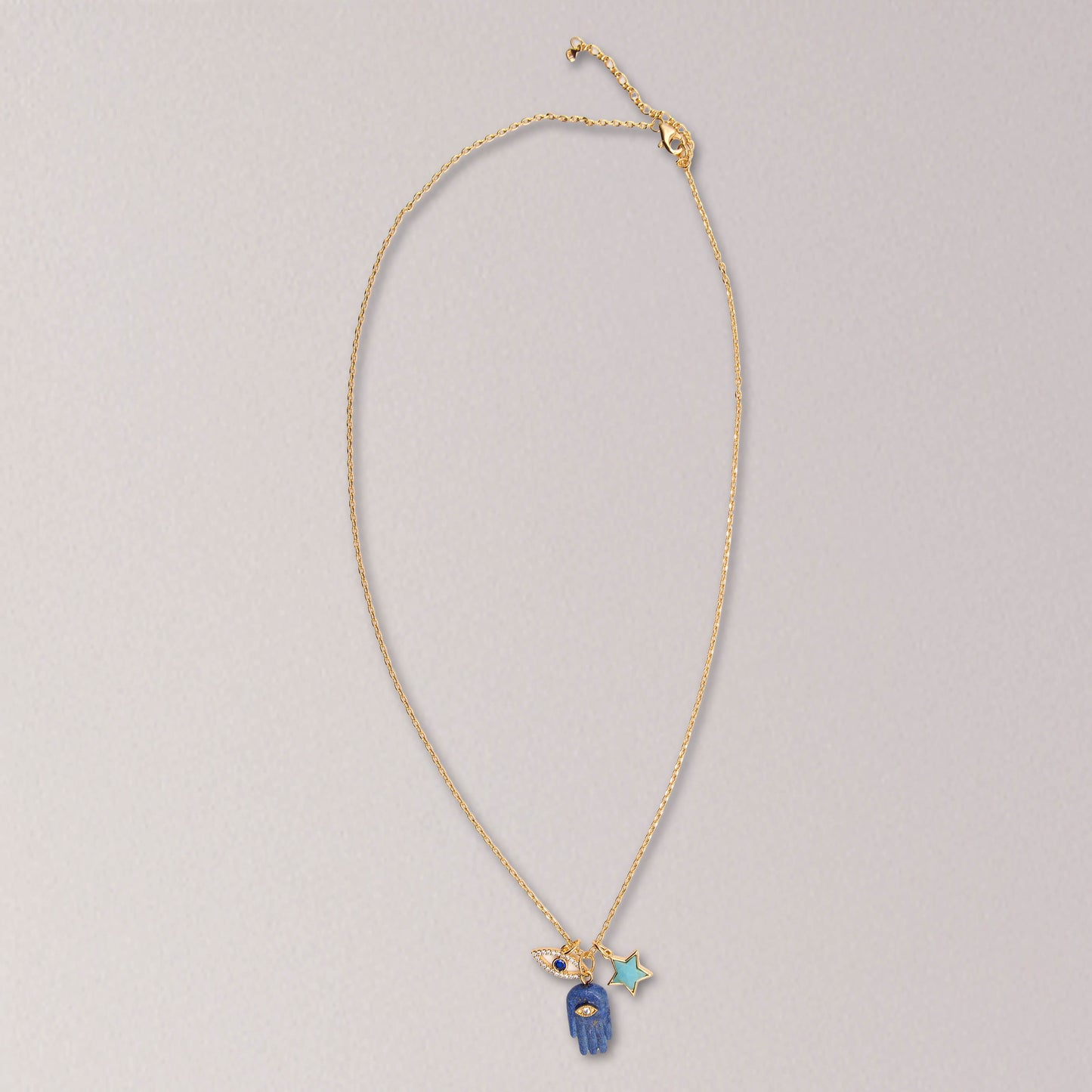 Lapis And Turquoise Charm Necklace