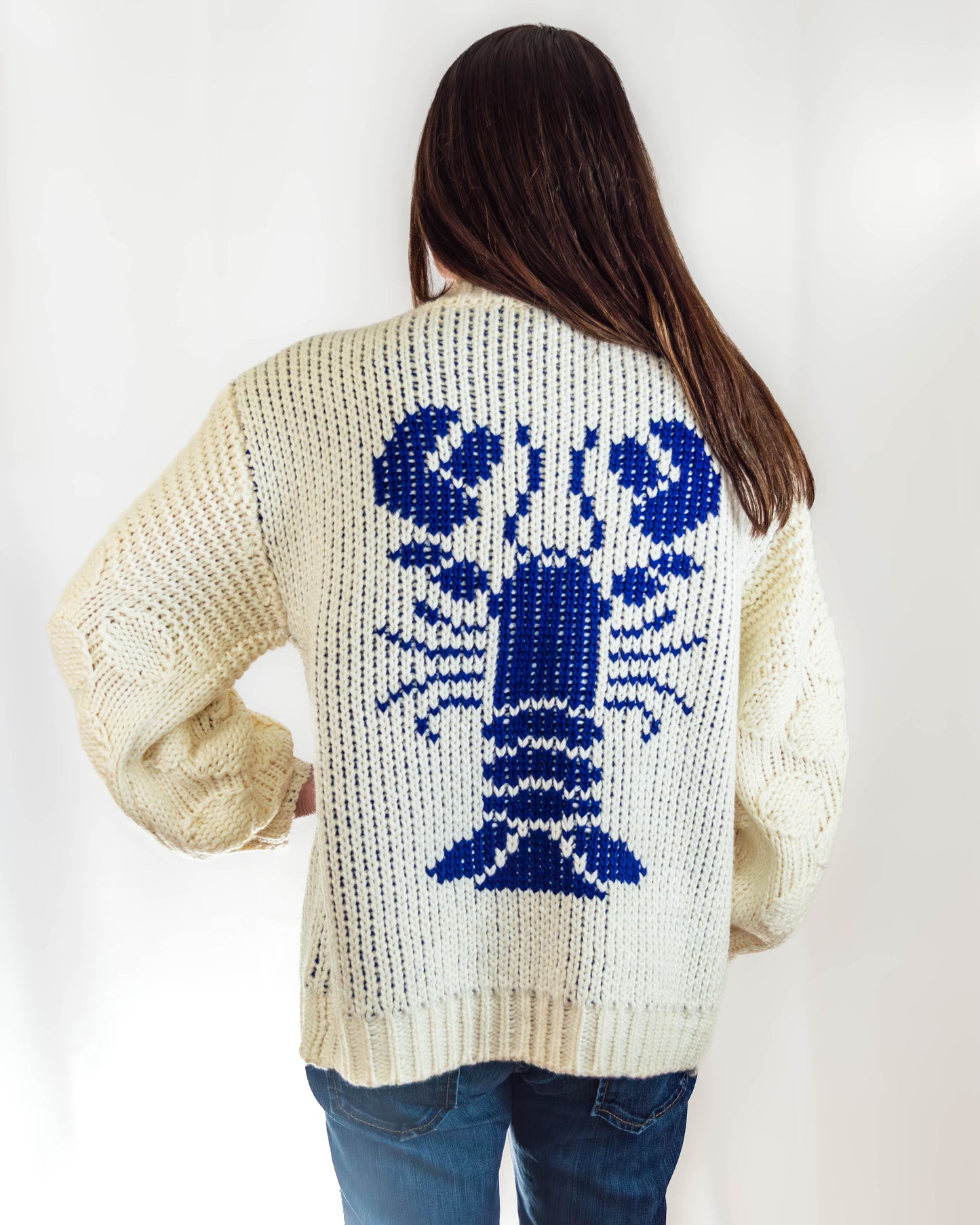 Cream and Blue Nautical Beach Sweater