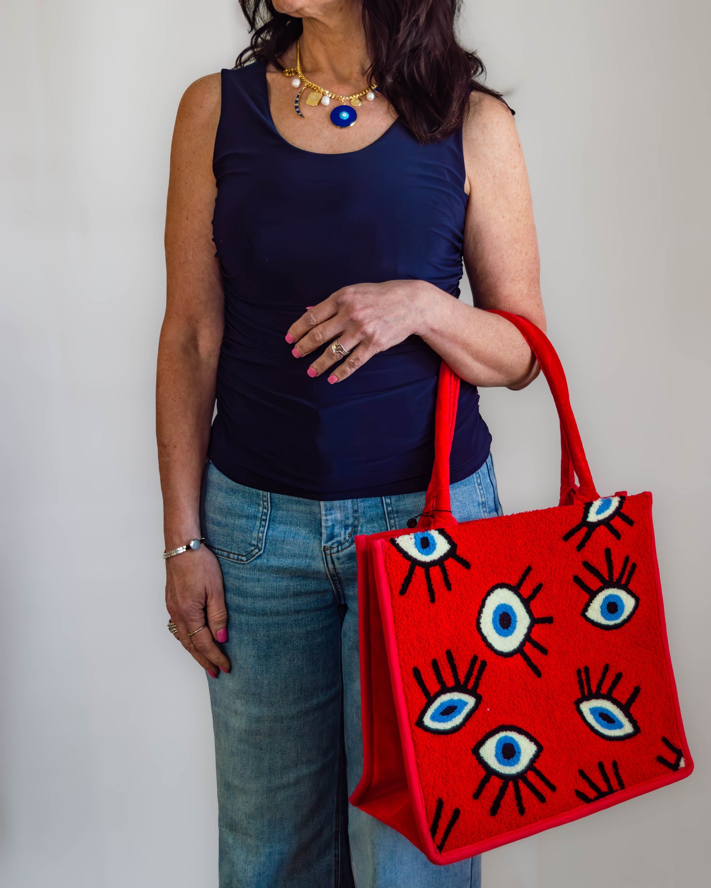 Sleeveless Tank With Side Ruching Navy