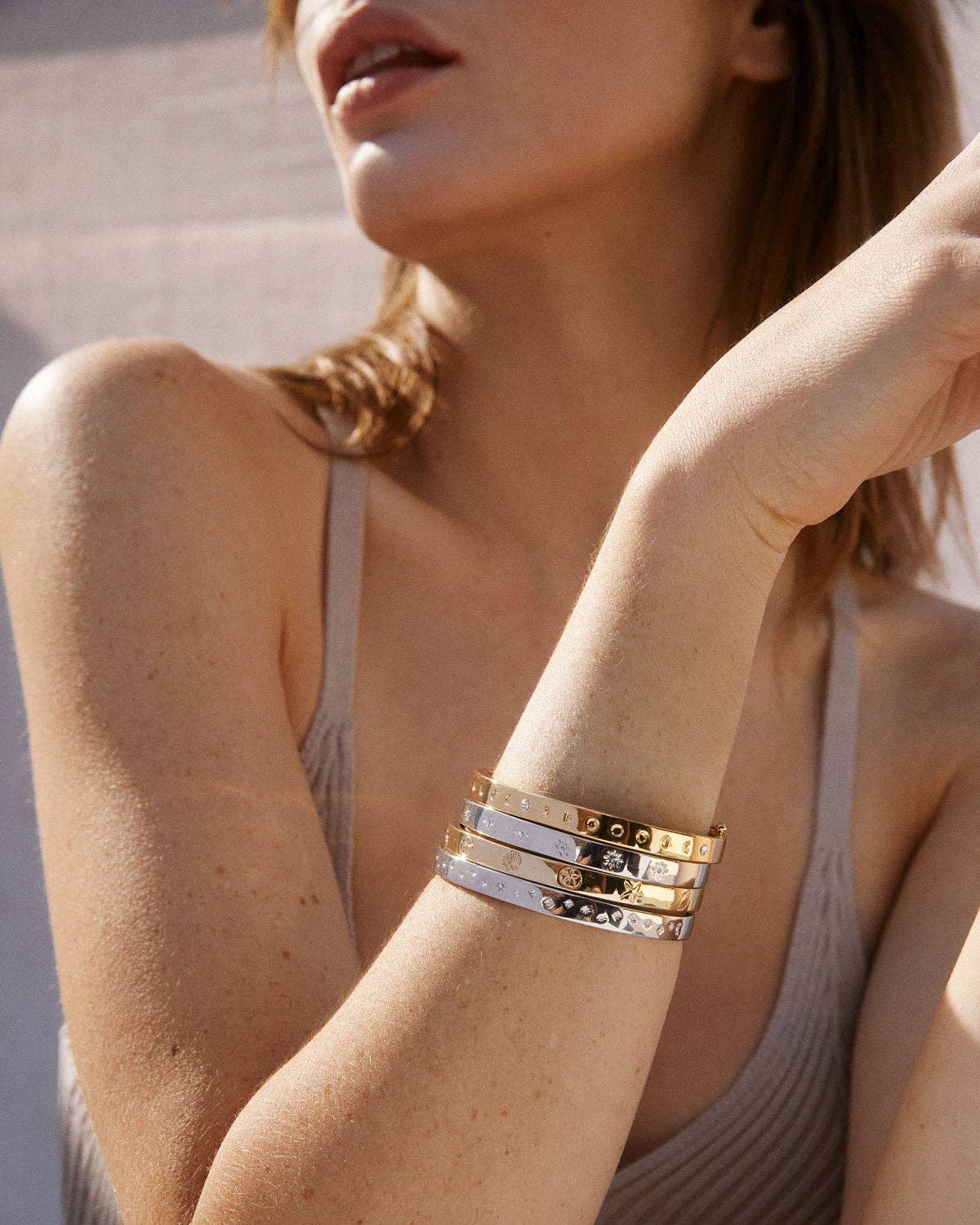 Sea Seeker Hinged Bracelet: 14k Gold / Large