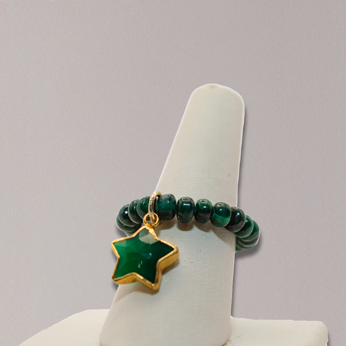 Semi Precious Stone Stretch Ring with Charm