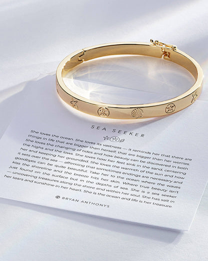 Sea Seeker Hinged Bracelet: 14k Gold / Large