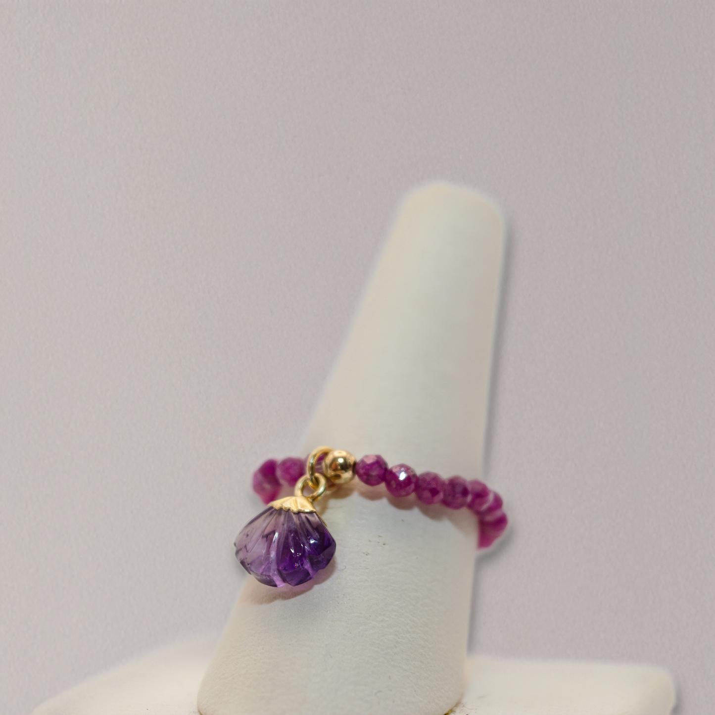 Semi Precious Stone Stretch Ring with Charm