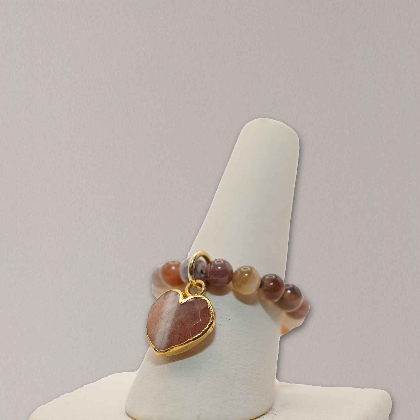 Semi Precious Stone Stretch Ring with Charm