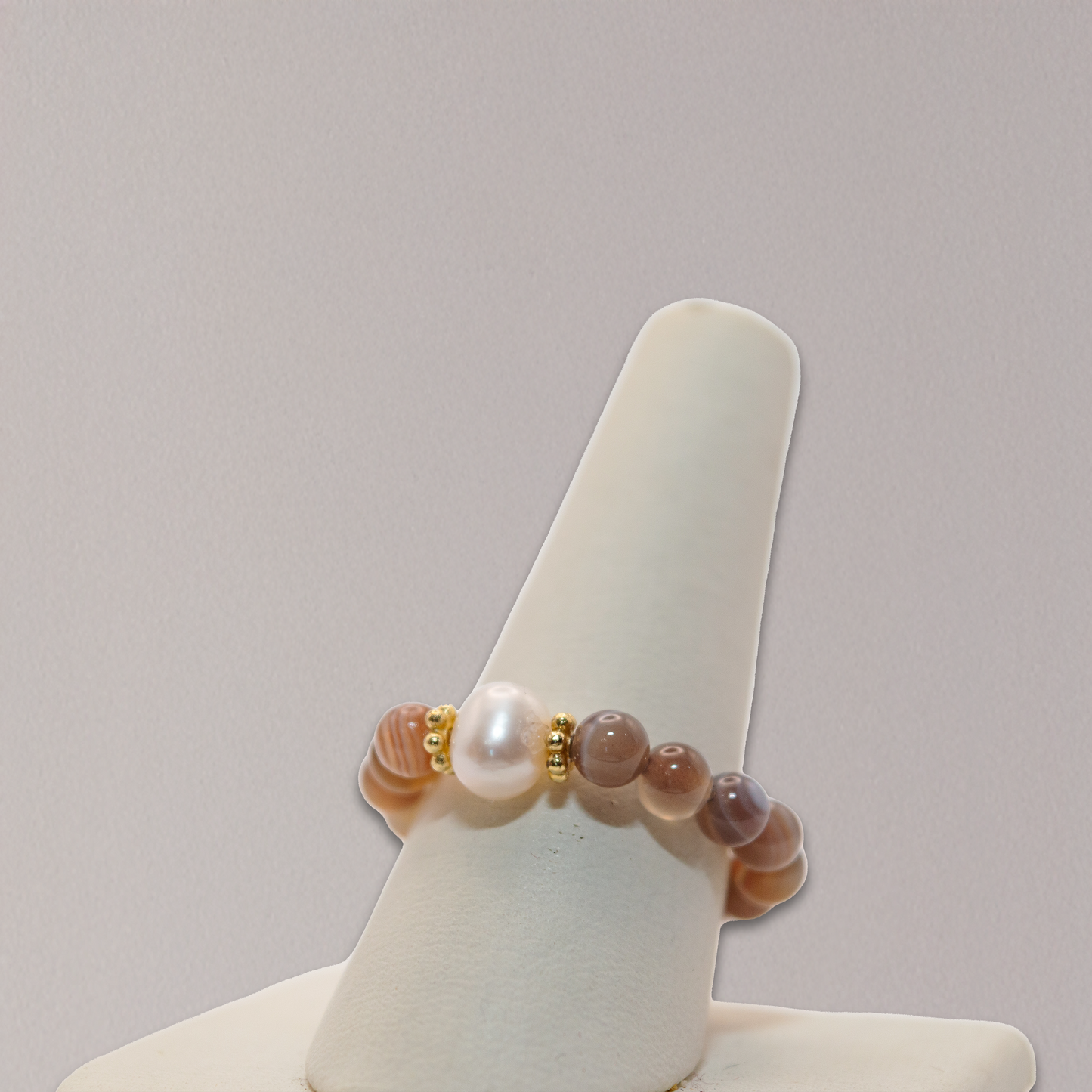 Semi Precious Stone Stretch Ring with Charm