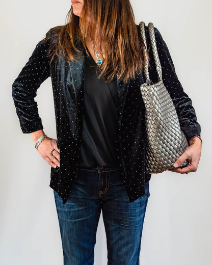 Back Rhinestone Velvet Blazer