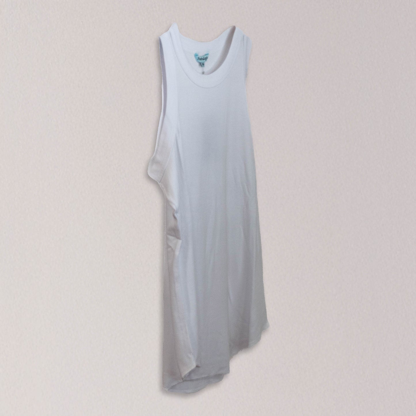 High Neck Rounded Hem Rib Knit Tank