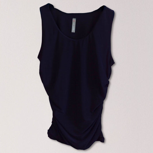 Sleeveless Tank With Side Ruching Navy