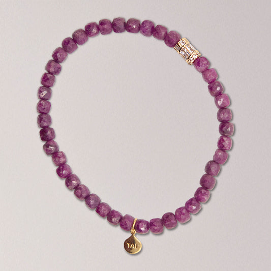 Ruby Elastic Bracelet with Clear Swarovski Tube