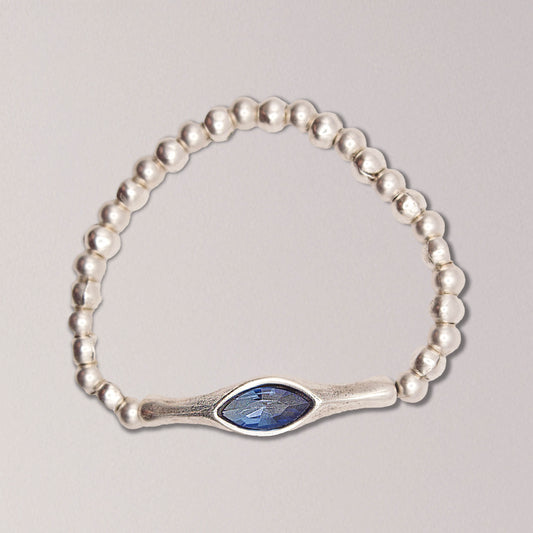 Handmade Oval Blue Topaz Pewter Bracelet: