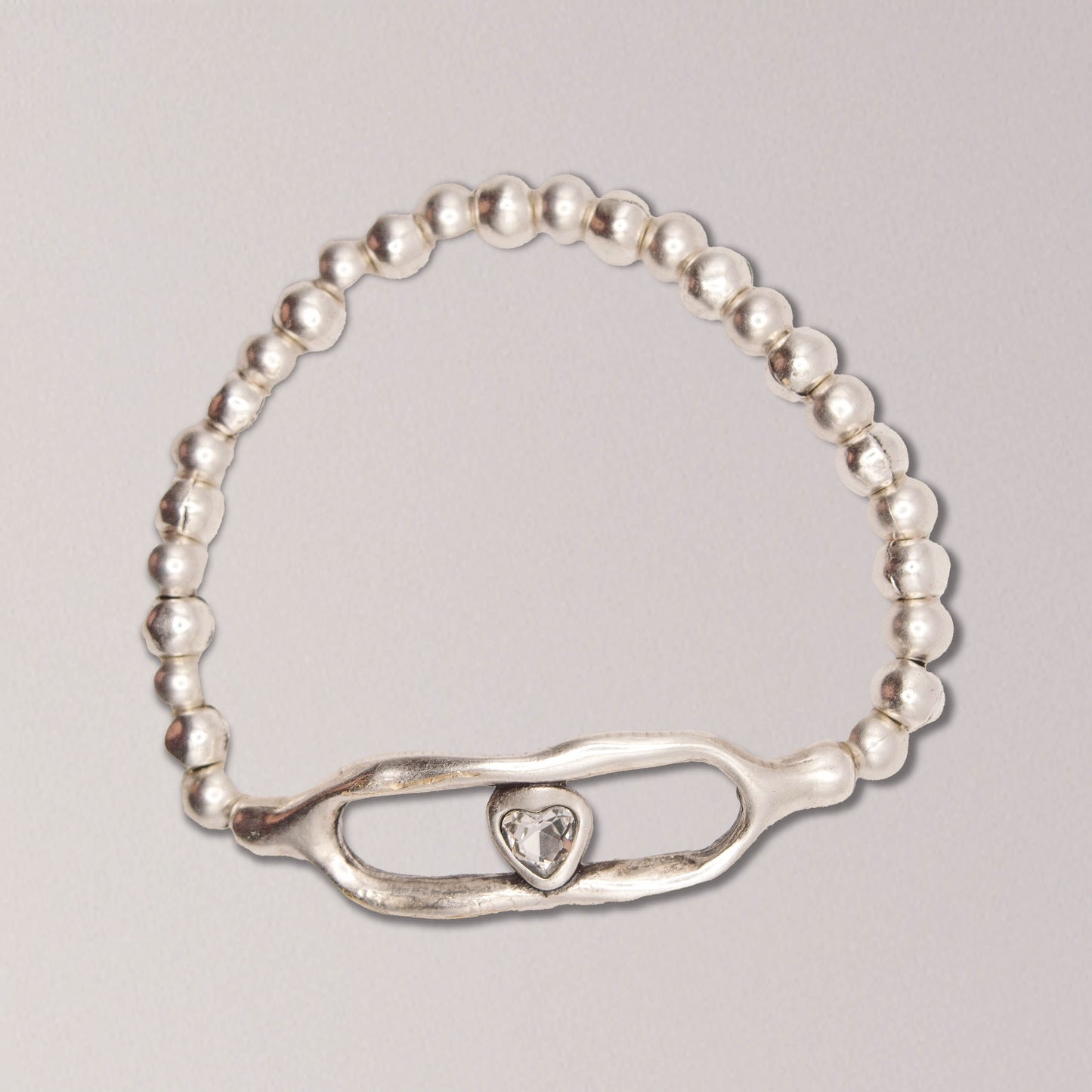 Handmade Heart Crystal Pewter Bracelet