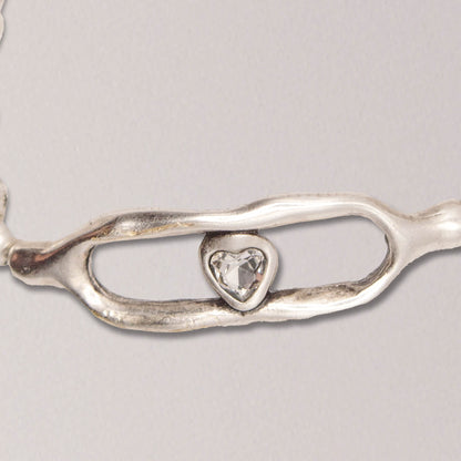 Handmade Heart Crystal Pewter Bracelet