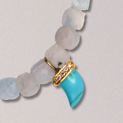 Apatite Beaded Elastic Bracelet with CZ Rondel