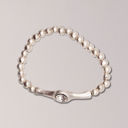 Handmade Clear Oval Crystal Pewter Bracelet