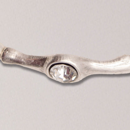 Handmade Clear Oval Crystal Pewter Bracelet