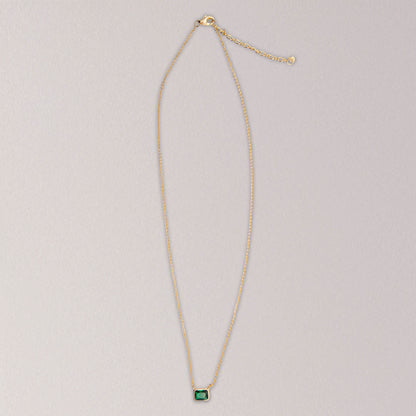 Emerald Cut Green Gold Necklace