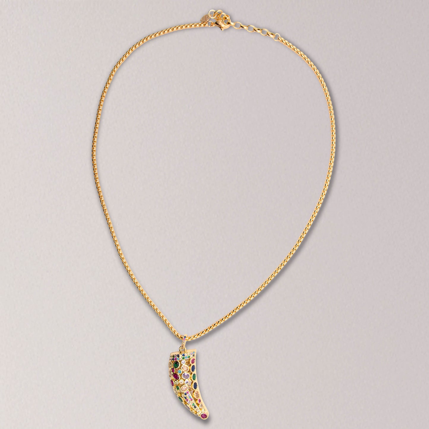 Cubic Zirconia Horn Chain Necklace