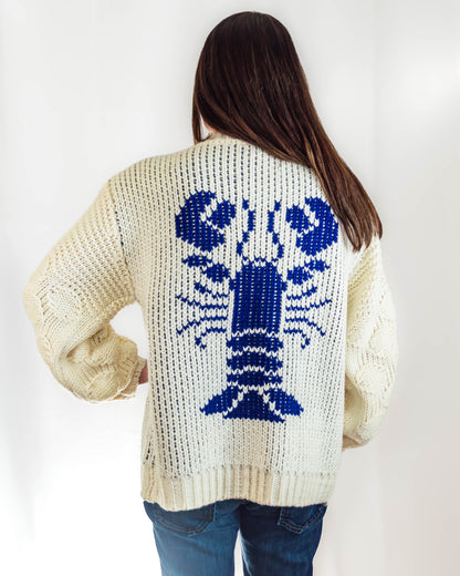 Cream and Blue Nautical Beach Sweater