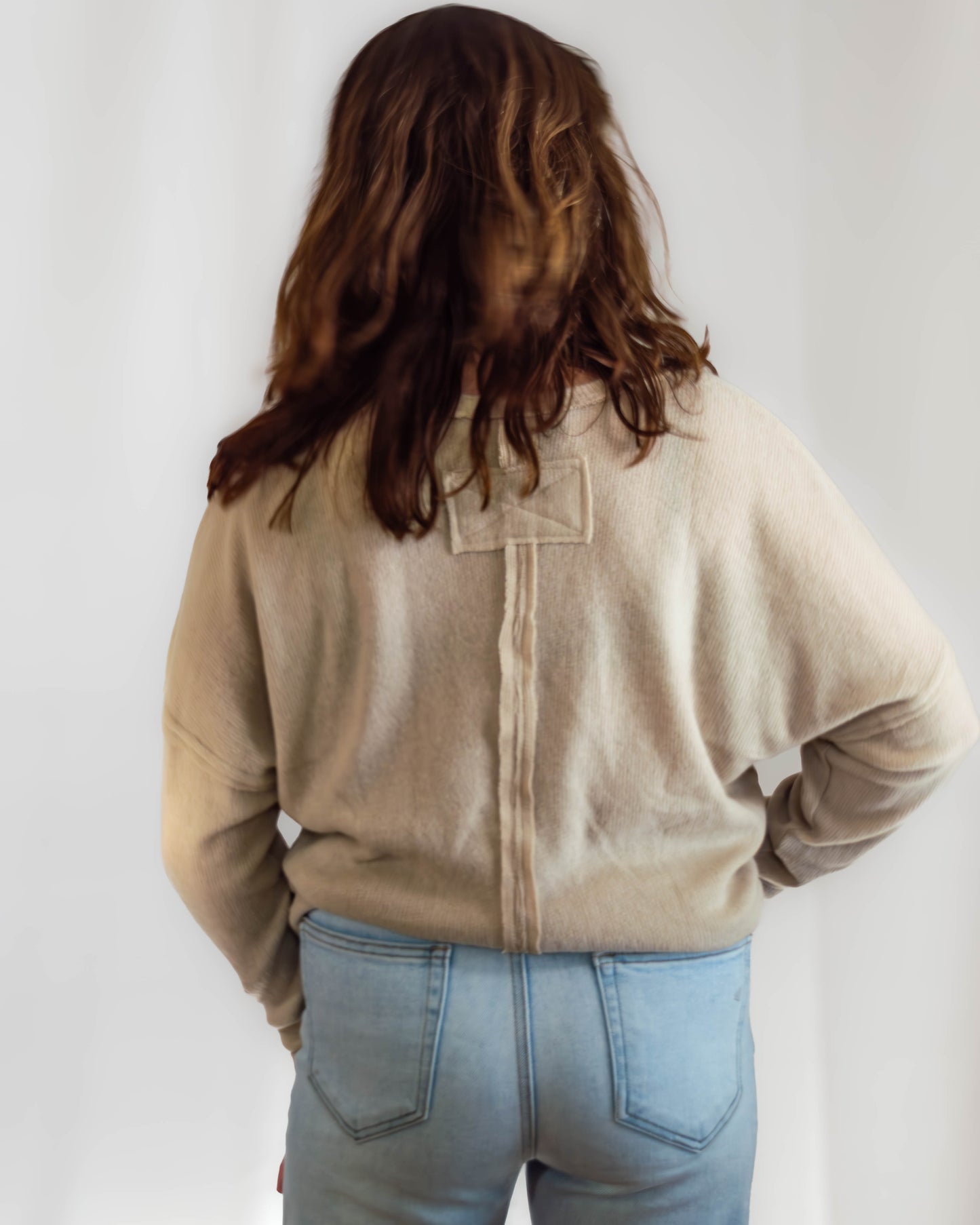 Raw Edge Split Neck Top