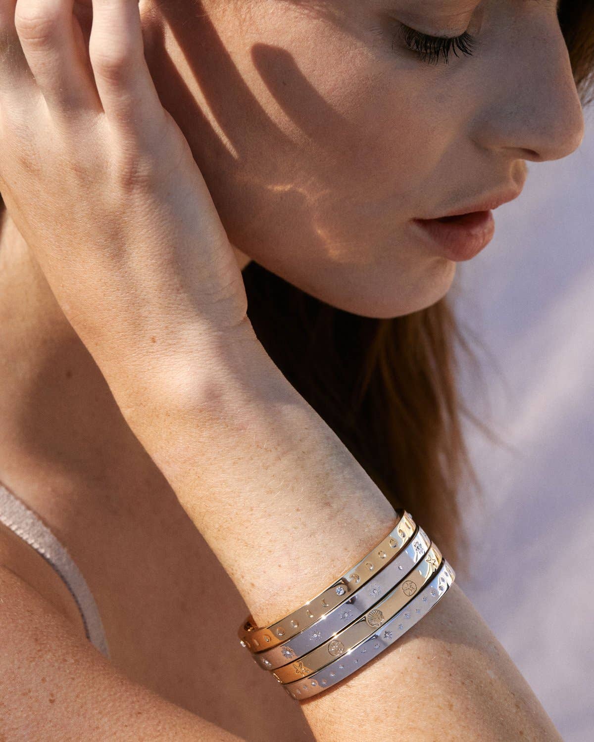 Sea Seeker Hinged Bracelet: 14k Gold / Large